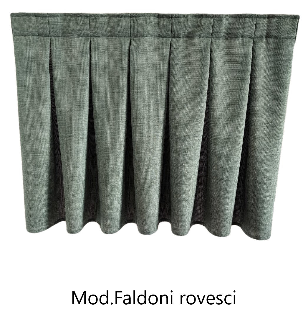 Confezione a faldoni rovesci per tende moderne realizzate su misura, tende su misura artigianali moderne dettaglio sartoriale