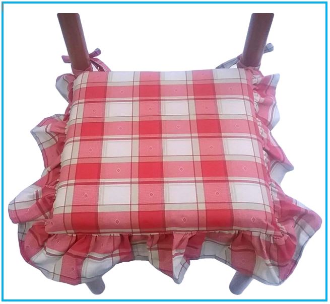 Cuscini per sedie con volant colore rosso Cattani Tessuti online