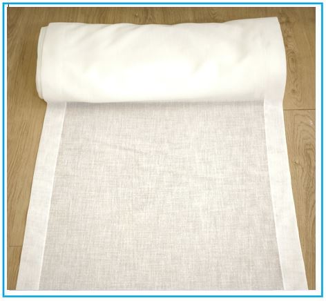 Tessuto per tende a vetro effetto lino bianco naturale, venduto a metraggio