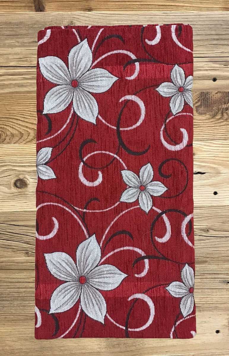 Tappeto Cucina Casatessile Triangoli Liscio: Largo 50 Cm, Lungo 350 Cm, Bordeaux, Antiscivolo, Made In Italy